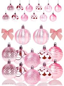 12个圣诞球装饰品，防碎塑料圣诞树装饰球，各种圣诞球装饰品，适用于婚礼、母亲节派对装饰、情人节装饰，适合女性的礼物（粉色）