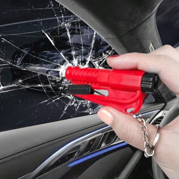 3-In-1 Car Key Chain Hammer, Multi-Function Emergency Escape Hammer, Mini Car Window Breaker