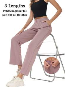 Women's Petite/Regular/Tall 3 Lengths Soft Rayon Sweatpants Breathable Pants With Adjustable Shockcord  Casual With Available Inseam - Màu Hồng baby - Xem 2