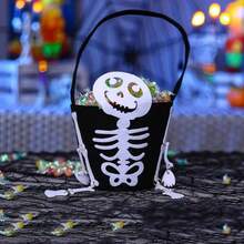 2件装万圣节糖果袋蜘蛛蝙蝠南瓜布桶无纺布礼品袋派对用品万圣节糖果袋 - 彩色 - 查看 10