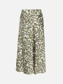 High-Waisted Viscose Leopard Print Elegant Skirt