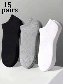 5/15 pares de meias unissex, meias esportivas, meias brancas/pretas/cinzas até o tornozelo, meias invisíveis, cor sólida, simples e modernas, adequadas para uso casual diário