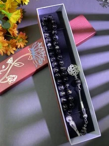 1 pieza, Pulsera Tasbih de 33 cuentas, Empaquetado en caja de regalo de alta calidad, Estilo elegante vintage, Cuentas de oración de Oriente Medio, Elige tu color, Joyería unisex, Accesorio de joyería espiritual para uso diario, Adecuado para todas las estaciones como regalo