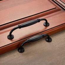 5 件黑色铝合金橱柜把手 - 抛光表面，单孔抽屉拉手，含安装螺丝 - 黑色 - 查看 7