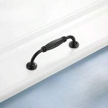 5 件黑色铝合金橱柜把手 - 抛光表面，单孔抽屉拉手，含安装螺丝 - 黑色 - 查看 6