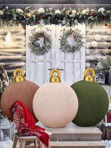 3pcs-Giant Inflatable Christmas July Midball PVC Inflatable Decorative Balls, Large Holiday Outdoor Decorations, Inflatable Yard Decorations, Giant Ornaments, Large Christmas Inflatable PVC Balls, Buffed Flocked Christmas Ornaments, Festive Patio Outdoor Decorations For Christmas Trees, Indoor Lawn Porches - View 3