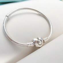 PANDORA 基本款心形情侣 DIY 蛇骨手链，925 银情侣基本款手链，送给女朋友、生日、圣诞节、母亲节的礼物，590719