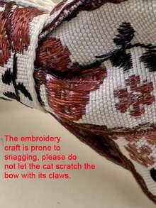 2 件刺绣花朵和蝴蝶图案宠物装饰项圈带铃铛，适用于猫/狗摄影配件 - 彩色 - 查看 4