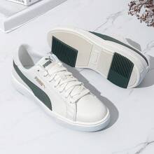 Puma 男女款低帮系带休闲鞋 Serve Pro Lite 运动鞋，简约日常轻便户外旅行鞋 374902 - 米白色-墨綠色-金色 - 查看 4