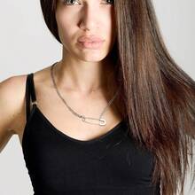 Gold Safety Pin Necklace - Women's Dainty Choker With Silver Minimalist Pin Pendant - Hop Punk Rock Jewelry - 銀色 - 查看 6