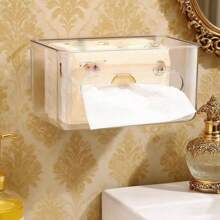 1 pieza Dispensador de pared para caja de pañuelos, dispensador de papel de pañuelos faciales para el baño, la cocina, el aseo