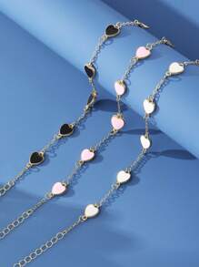 3pcs/Set Women Elegant Lucky Flower Bracelet Set, Black White Pink Color Combination, Fashion & Casual, Suitable For Daily Wear