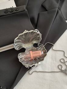 1 件贝壳形装饰包、迷你晚装手拿包、女士个性化时尚链条口红包，适合情人节、派对、约会、单肩包、零钱包、金色耳机盒、女士礼物、硬壳 - 銀色 - 查看 11