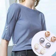 3pc Waist Brooch Tightening Waistband Faux Pearl Pin Buckle Clothes Skirt Waist Pin Pants Buckle Brooches - 1 - 查看 5