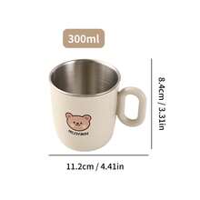 Cană de apă din oțel inoxidabil 304 cu mâner, cană de cafea cu lapte cu perete dublu, model drăguț de desene animate, cană detașabilă anti-opărire, potrivită pentru copii, studenți și adulți, pentru a fi utilizată la școală, birou, camping în aer liber, picnic