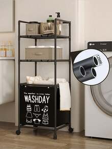 1 件多层浴室收纳架，带旋转轮，可收纳洗衣篮、内衣和衣物