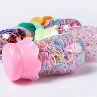 200pcs + Storage Bottle Elastic Hair Bands, New Thick Hair Ties, Disposable High Elastic Hair Rings, Black, Non-Damaging, Durable, Suitable For Office, School, Crafts, Document Organization, Versatile Daily Use, Neutral Color, Smooth Texture, High-Quality Rubber, Minimalist Design, Stretchable Loops, Home Organization