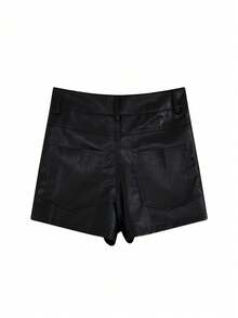 紧身PU皮革迷你裙，新款秋冬性感短裙 - 黑色 - 查看 6