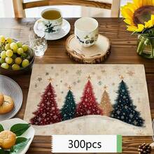 1/2/4/6pcs,Home Decor, Christmas Element Pattern Printed Linen Placemat, Table Mats, The Size Is 12 * 18inch/30 * 45cm, Suitable For Dining Tables, Versatile Seasonal Decoration In Spring, Summer, Autumn, Winter, Modern Style Washable Table Mat, Heat-Resistant, Stain Resistant, Room Decoration, Table Mat, Coaster, Kitchen Table Mat, Party Decoration, Home Decoration, Ideal Christmas Gift - Multicolor - View 30