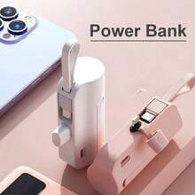 Mini Power Bank 5000mAh Wireless Charger 2-In-1 Portable Charger For IPhone And Type-C - 白色 - 查看 3