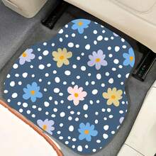 4pcs Floral Pattern Car Floor Mats, Fit For Sedan, SUV, Truck Most Models, All-Weather Automotive Floor Liners, Car Interior Accessories
