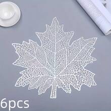 1/2/4/6/8/12pcs Hollow Maple Leaf Gold Foil Placemats, Asymmetrical Shape Dining Table Mats, Hotel Heat Insulation Bowl Pad, Coasters For Afternoon Tea