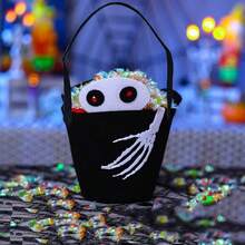 2件装万圣节糖果袋蜘蛛蝙蝠南瓜布桶无纺布礼品袋派对用品万圣节糖果袋 - 彩色 - 查看 8