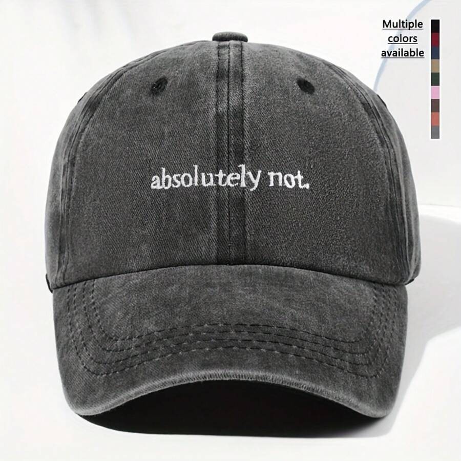 Unisex "Absolutely Not" Embroidered Vintage Washed Baseball Cap - Adjustable Lightweight Trucker Hat For Men & Women, All-Season Outdoor Casual Sun Hat With Fantasy Theme Design, Durable Headwear - Màu Xám nhạt - Xem 1