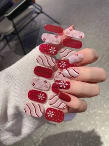 1pc New Christmas Celebration Nail Art Stickers, Full Nail Wraps, Waterproof Peel-Off Nail Stickers, Women's Nail Art, Self-Adhesive Nail Stickers, Easy To Use, Suitable For Holiday Decoration, Party Decoration, Birthday Gifts