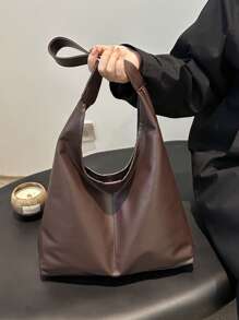 2025 New Fashion Solid Color Commuter Tote Bag, Minimalist Niche Design Underarm Bag, Stylish Large Capacity Shoulder Bag