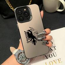 Kreative Albanien Muster Handyhülle geeignet für iPhone 16, 15, 14, 13, 12, 11 Pro Max, X, XR, XS Max, 8, 7 Plus Stoßfeste Matte Rückseite Abdeckung - Transparent Schwarz - Übersicht 6