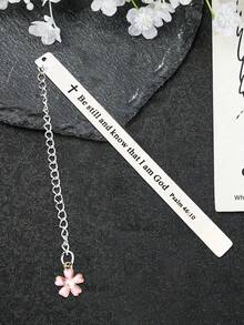 1pc Be Still & Know I Am God Psalm 46:10 Engraved Stainless Steel Bookmark - Floral Charm Christian Gift For Women Men, Bible Study, Prayer Journal - Inspirational Faith-Based Accessories - Multicolor - View 5