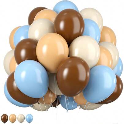 10-Inch Blue, Brown & Beige Teddy Bear Latex Balloons, Suitable For Gender Reveal Party, Bachelor/Bachelorette Party, Celebration, Birthday, Graduation, Anniversary, Independence Day, Bridal Shower, Christmas, Halloween, Valentine's Day, Mother's Day, Holiday Party, Ramadan, Eid