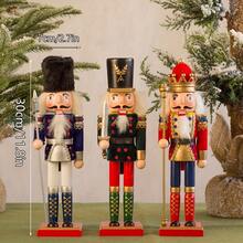 1pc, 30cm Christmas Nutcracker Figurine, Christmas Decor, Wooden Soldier Desktop Ornament, Nutcracker Decoration, Christmas Home Decor, Christmas Party Supplies, Wooden Christmas Tree Hanging Ornament, For Christmas Scene Decoration, Home Decor, Mall Decor, Outdoor Decor, Christmas Gift Set Christmas Decorations Room Decor Winter Christmas Decorations Home Christmas Gifts Christmas Decor - Multicolor - View 7