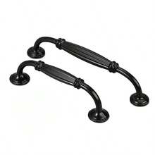 5 件黑色铝合金橱柜把手 - 抛光表面，单孔抽屉拉手，含安装螺丝 - 黑色 - 查看 5