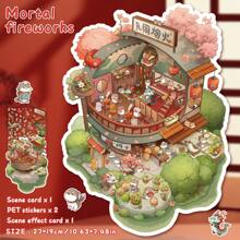 Autocolante DIY de dimensiuni mari, autocolante cu peisaje pentru adulți, autocolante cu case, autocolante pentru scrapbooking, autocolante 3D cu micro-peisaj în miniatură pentru case, autocolante DIY pentru scrapbooking, autocolante cu peisaje, autocolante cu peisaje, autocolante pentru caiet, reutilizabile, disponibile în mai multe dimensiuni