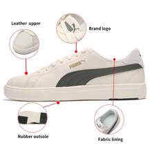 Puma 男女款低帮系带休闲鞋 Serve Pro Lite 运动鞋，简约日常轻便户外旅行鞋 374902 - 米白色-墨綠色-金色 - 查看 5