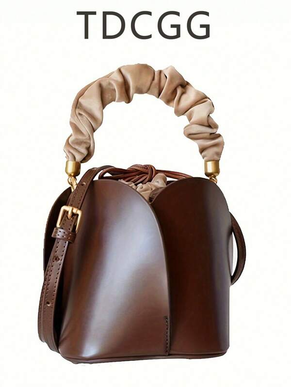 حقيبة دلو سلة خضار جديدة بتصميم جيوب الرباط وتفاصيل زهرية، حقيبة كتف نسائية ريترو عبر الجسر مع رؤوس دبابيس مضادة للاهتراء في الأسفل، مناسبة للأعراس والترفيه والتجمعات الاجتماعية اليومية والأعياد