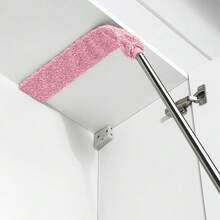 1pc Dusters For Cleaning, Floor Duster With Extension Pole Bendable Microfiber Head, Washable Cleaner,Duster For Furniture Bed Bottom - Dusty Pink - View 4
