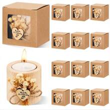 10支/4支/1支装家居装饰香氛蜡烛，木质烛台，新娘礼物烛台，复古木质心形烛台，适用于冥想、酒店或婚礼装饰、现代家居蜡烛、房间装饰、生日毕业礼物、DIY乡村农舍桌面装饰（芦苇草、满天星随机组合发货），感恩节、新年、圣诞节、情人节装饰烛台