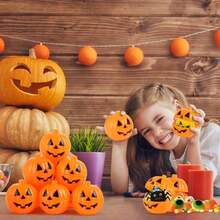 12pcs/6pcs/1pc Halloween Pumpkin Candy Buckets, Mini Pumpkin Buckets With Lids Kids Toy, Gag Toy Alternative - Yellow - View 9