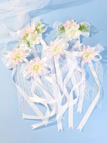 6 件婚车后视镜、门把手、过道装饰花、仿玫瑰竹椅花、婚礼和节日花艺布置、婚车花 - 彩色 - 查看 14