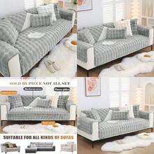 Soft Warm Faux Fur Couch Sofa Cover Thick Shaggy Fuzzy Sectional Couch Cover NonSlip Solid Color Plush Sofa Slipcover Furniture Protector For Pets Light Grey 28x28 As
