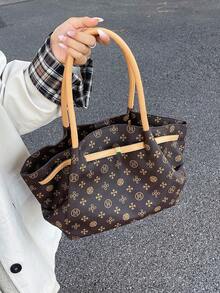 Dedoo 2025 New Fashionable Hot-Selling, PU Material, All-Over Allover Print, Large Capacity Portable Handbag. Dumpling Shaped Bag, Overseas Fashion Underarm Shoulder Bag, Suitable For Daily Commute, Work, Travel And More. - Multicolor - View 5