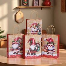 6pcs/12pcs Christmas Party Gift Bags, Kraft Paper Santa Claus Printed Gift Packaging Bags, 21x15x8cm Birthday Gift Shopping Bags, Suitable For Mall, Christmas, Birthday, Baptism, Random Color & Style Christmas Christmas Decorations Christmas Pajamas Christmas Gifts Christmas Decor