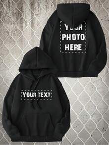 Customized Men's Sweatshirt, Suitable For Autumn, Winter, Back To School. Upload Your Own Design, Image, Photo, Group Photo, And Input Your Text To Create Your Personalized Printed Pullover. Suitable For Couples, Pranks, Surprise Gifts, Company Team Building Uniforms, Halloween Party.