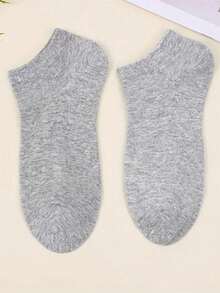 5双装女士纯色透气短袜，防臭吸湿，简约设计，男女通用，适合居家、聚会、户外活动、健身休闲等场合，也是理想的节日礼物。 - 灰色 - 查看 7