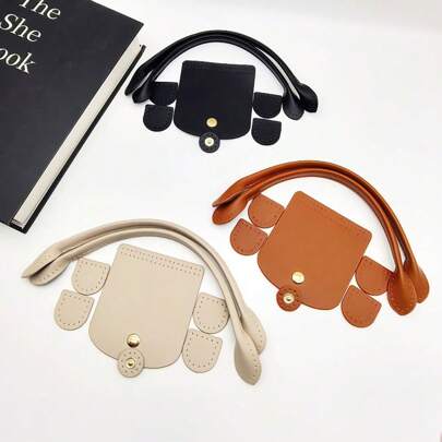1 Set PU Leather Handbag - DIY Crochet Bag Making With Handles Buttons And Covers