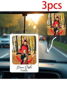 Customized Family Photo Car Palaroid Ornament, Custom Gift For Road Trips Travelers Cutout,Drive Keepsake For Love One Acrylic Ornament