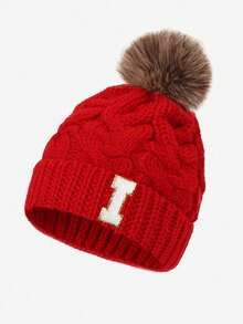 1 chiếc mũ len chữ cái cho bé, mềm mại, ấm áp và thoải mái, thích hợp cho bé trai và bé gái mặc ngoài trời vào mùa thu/đông. - Đỏ - Xem 56